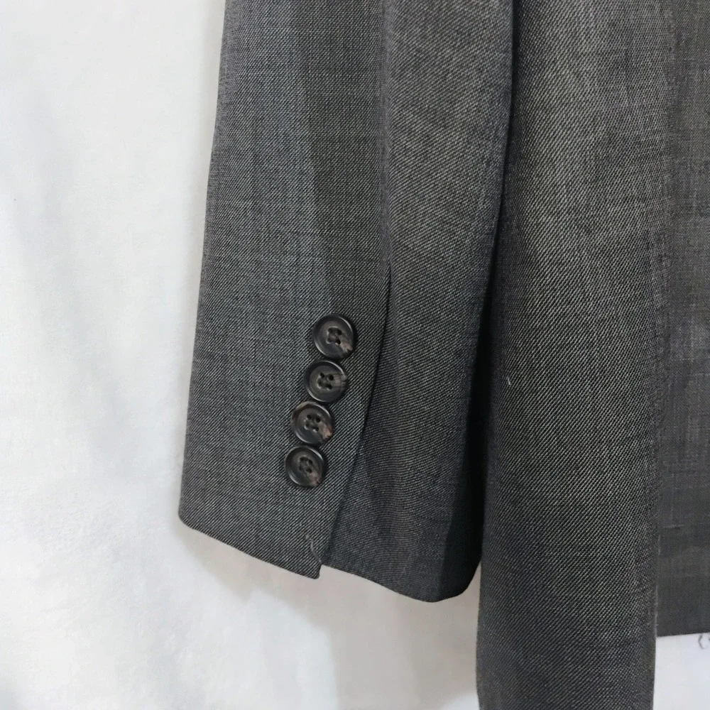 Lauren Ralph Lauren Mens 46R Suit Jacket Charcoal Gray 100% Wool Blazer 2 Button